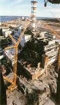 La centrale nucl�aire de Tchernobyl apr�s la catastrophe